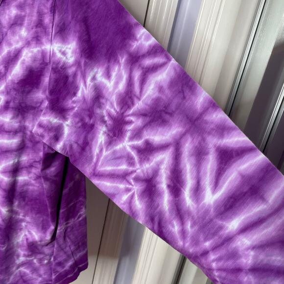 handmade tie dyed ladies' long sleeve v-neck tshirt XXL crinkle lightning - Picture 4 of 7